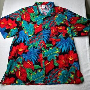 Fashion Seal Men's 2XL Tropical Floral Hawaiian Shirt Short Sleeve Button Up